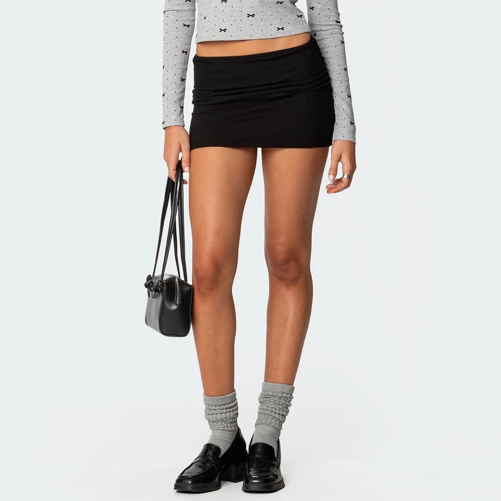 Edikted Low-Rise Black Mini Skirt